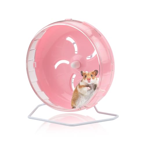 Blaues 8,4 Zoll leises Hamsterrad mit höhenverstellbarem Ständer, leise drehende Hamster-Übungsräder, Kleintier-Chinchilla-Laufspielzeug, Käfigzubehör für Rennmäuse, Mäuse, Ratten (Rosa) von Yitexin