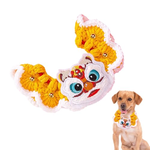 Chinesisches Neujahrskostüm für Haustiere, weiches und gemütliches Katzenhalsband – Katzenhalsbänder mit niedlichem rot-goldfarbenem Design für langhaarige Katzen, Kätzchen, Welpen, Hunde Yiurse von Yiurse