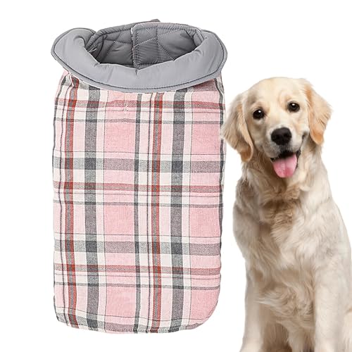 Warmer Hundemantel, winddicht, gemütlich, wasserdicht, wendbar, britischer Stil, kariert, Fleece-Jacke, Schneeanzug mit Geschirrloch, gemütliche Weste für Hunde Yiurse von Yiurse