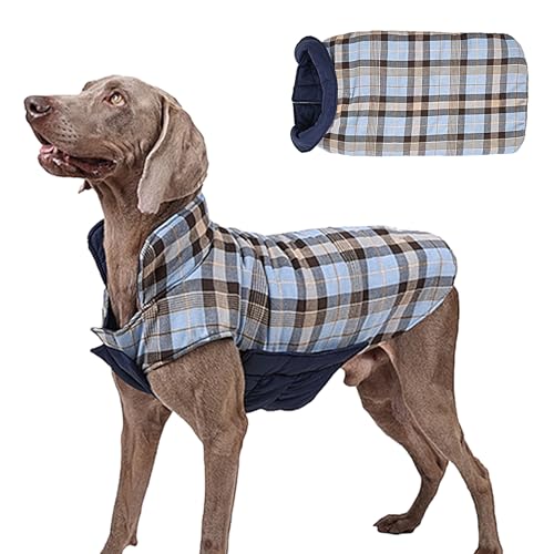 Winter-Hundejacke, wendbar, wasserdicht, winddicht, Hunde-Wintermantel, britischer Stil, kariert, Hundejacke für kaltes Wetter, mit Geschirrloch, Hunde-Winterjacke, Hundekleidung und Schneeanzug von Yiurse