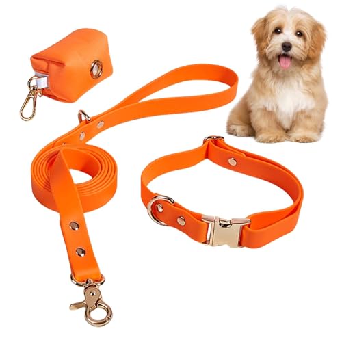 Yiurse Pet Hundehalsbänder, Haustierhalsbänder mit Hundeleinen, verstellbares Hundehalsband und Leine, passendes Set mit Kotbeutel für kleine und mittelgroße Hunde von Yiurse