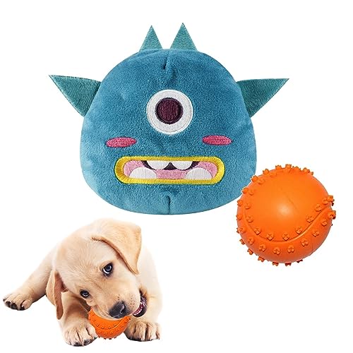 Yiurse Quietschender Ball für Hunde, interaktives Kauspielzeug in Tierform, 2-in-1, Gummi, Spielzeug für Welpen, kleine und mittelgroße Hunde, Plüsch-Hundespielzeug, Zahnenspielzeug von Yiurse