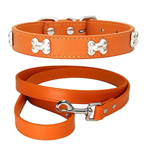Yiwong PU Hundehalsband Verstellbar + Hundeleine, Hochwertiges Hundehalsband aus PU-Legierung, Hundehalsbänder für Katzen Kleine mittelgroße Hunde Welpen Yiwong PU Hundehalsband Verstellbar + Hundeleine, Hochwertiges Hundehalsband aus PU-Legierung, Hundehalsbänder für Katzen Kleine mittelgroße Hunde Welpen von Yiwong