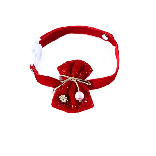 Yiwong Cat Down Schleife Halskette, Fukbag Blume Hundehalsband, Anti Würgen Katze Glocke Halsband, Pet Einstellbare Red New Year Halskette von Yiwong