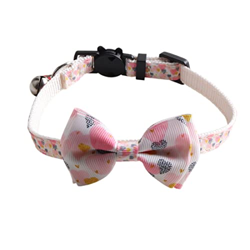 Yiwong Haustiere Bogenknotenkragen, Band Katzenhalsband mit Herzförmigen Accessoires, Rosa Halsband mit Glocke ist für Katzen und Hunde Geeignet von Yiwong