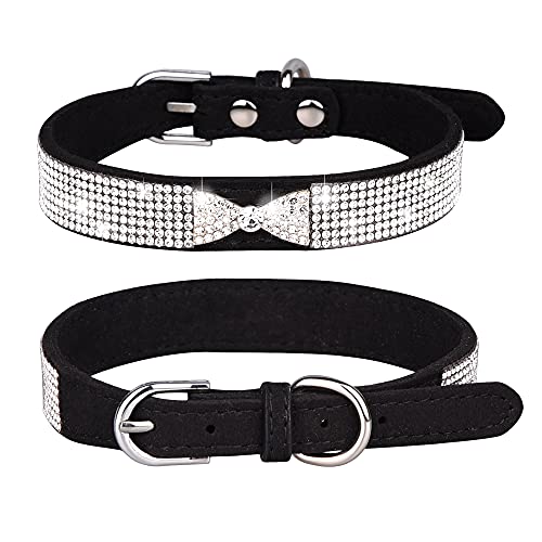 Yiwong Hundehalsband mit Strasssteinen, Halsband mit Strass Schleife für Hunde und Katzen, Halsband für Hunde und Katzen, aus Weichem Wildleder Yiwong Hundehalsband mit Strasssteinen, Halsband mit Strass Schleife für Hunde und Katzen, Halsband für Hunde und Katzen, aus Weichem Wildleder von Yiwong
