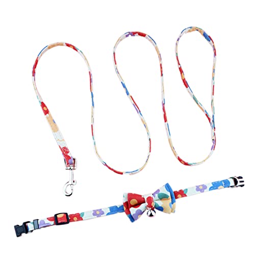 Yiwong Hundeschleifen Halsband-Leine-Set, Bedruckte Katzenleine, Florales Schlupfhalsband Für Katzen und Welpen von Yiwong
