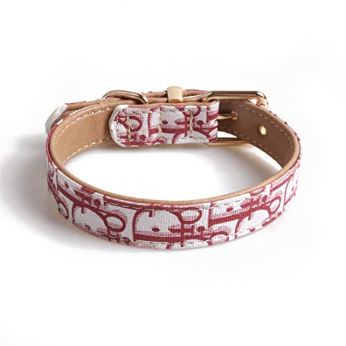 Yiwong PU Metall Schnalle Hundehalsband, Verstellbares Halsband für Hunde und Katzen von Yiwong