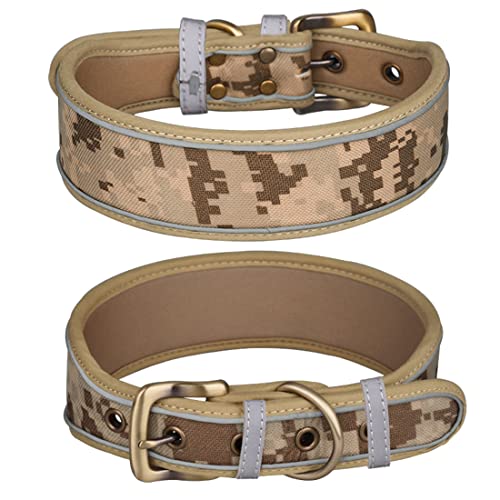 Yiwong Reflektierendes Halsband für Outdoor-Hunde, Taktisches Tarnhalsband, Geeignet für Mittlere und große Hunde, Verstellbares Halsband für große Hunde von Yiwong