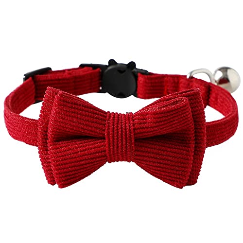 Yiwong Schleifenhalsband für Katze, Abnehmbare Katzenfliege, Großes Rotes Halsband für Haustiere, 1,0 x 28 cm Verstellbares Katzenhalsband von Yiwong