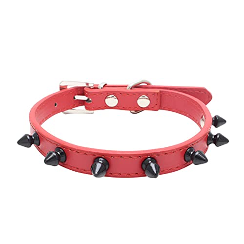 Yiwong Spiked Leather Hundehalsband, Bullet Nail Rivet Hundehalsband, Einstellbares Hundehalsband mit Stacheln (S, Rot-2) von Yiwong