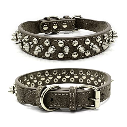 Yiwong Spiked Leather Hundehalsband Leine, Anti Biss Niete Hundehalsband Mittlere und große Hundeketten, Französische Bulldogge Halsband Yiwong Spiked Leather Hundehalsband Leine, Anti Biss Niete Hundehalsband Mittlere und große Hundeketten, Französische Bulldogge Halsband von Yiwong