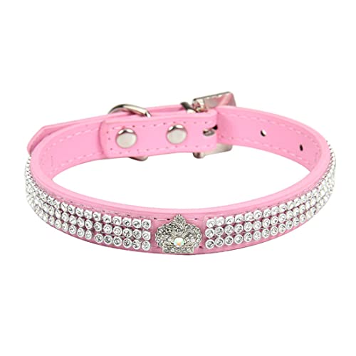 Yiwong Strass Halskette mit Katzenkrone, Haustierhalsband aus Strassleder, Lederhalsband geeignet für Katzen und Welpen Yiwong Strass Halskette mit Katzenkrone, Haustierhalsband aus Strassleder, Lederhalsband geeignet für Katzen und Welpen von Yiwong