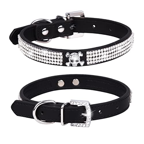Yiwong Strass-PU-Halsband für Katzen und kleine und mittlere Hunde, Kristallbogen-Hundehalsband, Strass-Streamer, verstellbares Hundehalsband von Yiwong