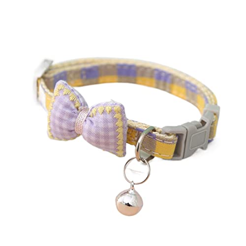 Yiwong Verstellbares Katzenhalsband, Katze und Hund abnehmbare Schleife Nylon Halskette, Plaid Horn Arc Pet Halsband von Yiwong