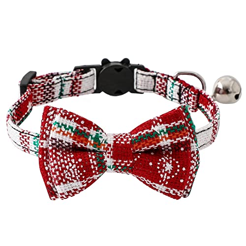 Yiwong Weihnachtskatzen Halskette, Snowflake Hundehalsband für Katzen und kleine bis mittelgroße Hunde, 1,0 x 28 cm Verstellbares Katzenhalsband von Yiwong