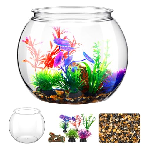 Yiyiring Kunststoff-Fischschale mit 6 künstlichen Kunststoffpflanzen und 500 g dekorativem Kies, Betta-Fischbecken und Dekorationszubehör, kleine große Schale, Ornamente, Starter-Set Yiyiring Kunststoff-Fischschale mit 6 künstlichen Kunststoffpflanzen und 500 g dekorativem Kies, Betta-Fischbecken und Dekorationszubehör, kleine große Schale, Ornamente, Starter-Set von Yiyiring