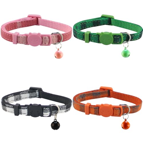 Yizepet Breakaway Katzenhalsband mit Glöckchen, 4 Stück, sicheres, verstellbares Katzenhalsband-Set von Yizepet