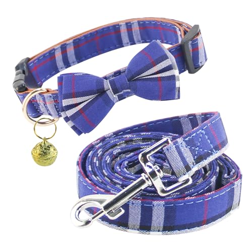 Yizepet Hundehalsband und Leine, kariert, mit Fliege, verstellbares Haustierhalsband für Hunde mit Glöckchen, stilvolles Muster für kleine, mittelgroße oder große Jungen und Mädchen Yizepet Hundehalsband und Leine, kariert, mit Fliege, verstellbares Haustierhalsband für Hunde mit Glöckchen, stilvolles Muster für kleine, mittelgroße oder große Jungen und Mädchen von Yizepet
