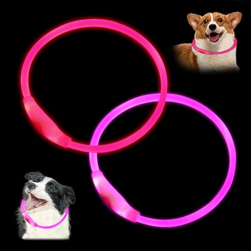 LED-Hundehalsband, 69,8 cm, schneidbar, über USB wiederaufladbar, leuchtendes Haustierhalsband für Nacht und Sicherheit, leuchtendes Halsband für kleine, mittelgroße und große Katzen, Hunde, Rosa, LED-Hundehalsband, 69,8 cm, schneidbar, über USB wiederaufladbar, leuchtendes Haustierhalsband für Nacht und Sicherheit, leuchtendes Halsband für kleine, mittelgroße und große Katzen, Hunde, Rosa, von Yizerel