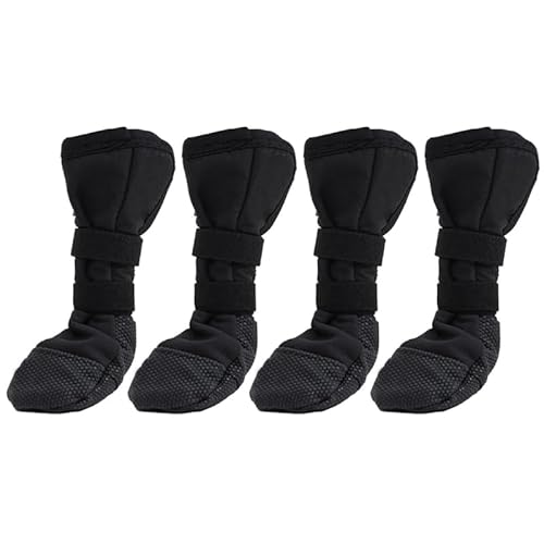 Yjcnelcr Hundeschuhe, Pfotenschutz, geeignet für drinnen und draußen, rutschfest, Schwarz, Größe M, 4 Stück von Yjcnelcr