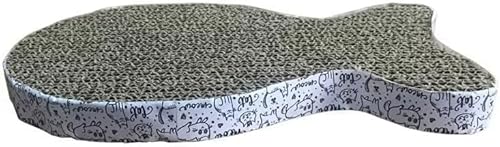 Extra großes Katzenkratzbrett, 28 x 15 x 2,5 cm, Fischförmiger Multi-Textur-Karton mit selbstklebender Unterseite, langlebiges Anti-Kratz-Pad für Stressabbau und Möbelschutz von Yjemle