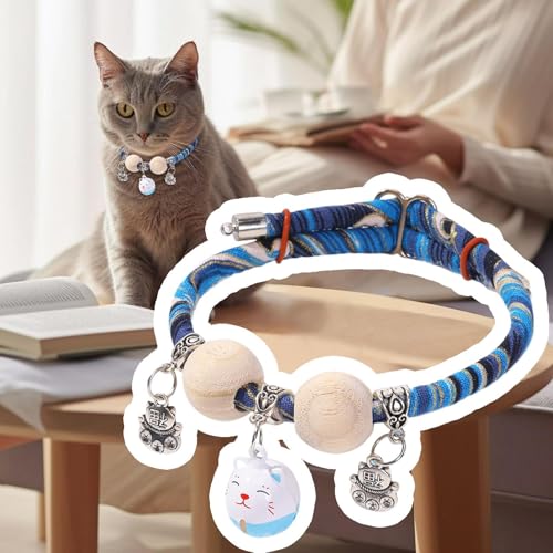 Yjkedfh Halsband Für Hauskatze - Halsband Mit Zedernholzperlen - Für Klein Mittel Groß Katzen Hals Schmuck Tägliche Wohnung Garten Spaziergang Training von Yjkedfh