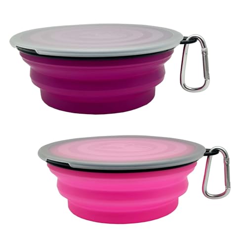 Großer faltbarer Hundenapf, 1000 ml, 2 Stück, tragbar und faltbar, zusammenklappbar, mit 2 Karabinern und Deckeln für Hunde, Katzen und Kleintiere, Violett + Rosa, 1000 ml Großer faltbarer Hundenapf, 1000 ml, 2 Stück, tragbar und faltbar, zusammenklappbar, mit 2 Karabinern und Deckeln für Hunde, Katzen und Kleintiere, Violett + Rosa, 1000 ml von Ylaptew