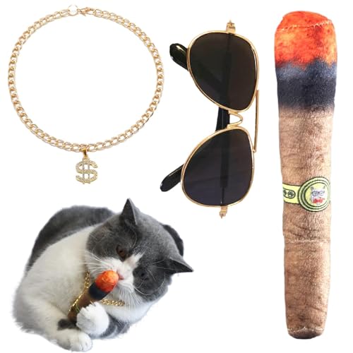 Ylnailky Hip-Hop-Kostüm für Hunde,Hip-Hop-Haustierkostüm - Kettenhalsband und Sonnenbrille Hund - Katzen-Hunde-Halskette und Sonnenbrille, Haustier-Cosplay-Kostüme für Welpen, kleine und mittelgroße Ylnailky Hip-Hop-Kostüm für Hunde,Hip-Hop-Haustierkostüm - Kettenhalsband und Sonnenbrille Hund - Katzen-Hunde-Halskette und Sonnenbrille, Haustier-Cosplay-Kostüme für Welpen, kleine und mittelgroße von Ylnailky