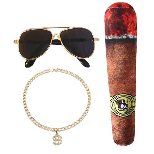 Ylnailky Hip-Hop-Kostüm für Katzen,Hip-Hop-Kostüm für Hunde,Dollar Halskette Brille Hund | Katzen-Hunde-Halskette und Sonnenbrille, Haustier-Cosplay-Kostüme für Welpen, kleine und mittelgroße Hunde Ylnailky Hip-Hop-Kostüm für Katzen,Hip-Hop-Kostüm für Hunde,Dollar Halskette Brille Hund | Katzen-Hunde-Halskette und Sonnenbrille, Haustier-Cosplay-Kostüme für Welpen, kleine und mittelgroße Hunde von Ylnailky