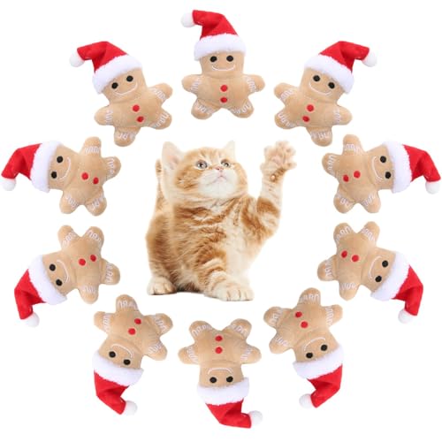 Ylnailky Lebkuchen-Katzenspielzeug - 10 Stück Gefülltes Lebkuchenmännchen-Katzenminze-Spielzeug Für Katzen | Weihnachts-Kätzchen-Beißspielzeug Zur Reinigung Der Katzenzähne Plüschspielzeug Ylnailky Lebkuchen-Katzenspielzeug - 10 Stück Gefülltes Lebkuchenmännchen-Katzenminze-Spielzeug Für Katzen | Weihnachts-Kätzchen-Beißspielzeug Zur Reinigung Der Katzenzähne Plüschspielzeug von Ylnailky