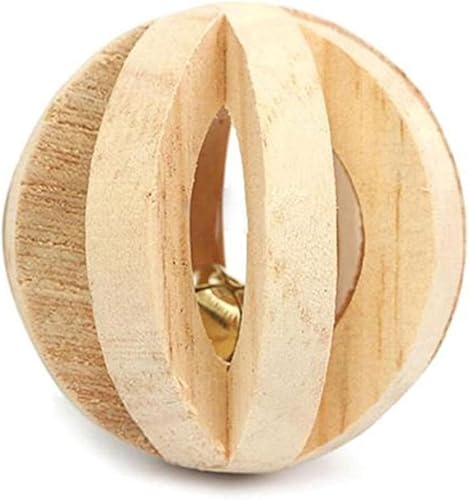 Hanteln aus natürlichem Holz, ungiftig, sicher für Haustiere, Kauspielzeug für Meerschweinchen, Ratten, Kaninchen, Spielzeug (keine Rinde, Wassermelonenball), Gelb, 1 Stück von Ymhapp