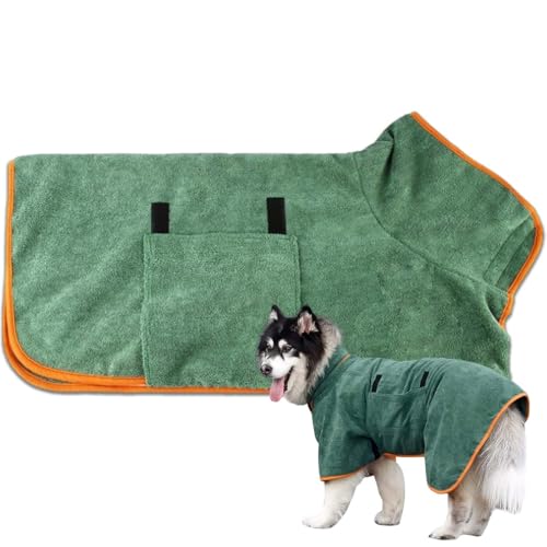 Super saugfähiger Haustier-Bademantel, Mikrofaser-Hundemantel, Handtuch, für kleine, mittelgroße und große Hunde, zum Trocknen von Hunden, tragbare Hundedusche für Hunde und Katzen, Grün Super saugfähiger Haustier-Bademantel, Mikrofaser-Hundemantel, Handtuch, für kleine, mittelgroße und große Hunde, zum Trocknen von Hunden, tragbare Hundedusche für Hunde und Katzen, Grün von Ynkkvre