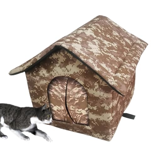 Außerhalb von Kattenhuis - warmes, wetterresistentes Katzenhaus für den Winter | Isoliertes Landhaus für wilde Katzen mit Tür, gebaut mit dicken, winddichten Wänden und versteckten winddichten Türvorh von Ynnhik