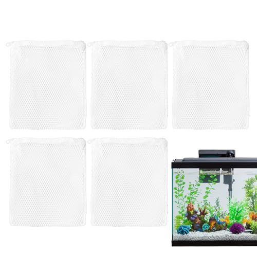 Filterbeutel für Aquarium, Medientasche für Aquarienfilter, 5 x wiederverwendbare Aquarienfilter-Medien-Netzbeutel, vielseitige Anwendung für die Reinigung von Wasser für Agu von Ynnhik