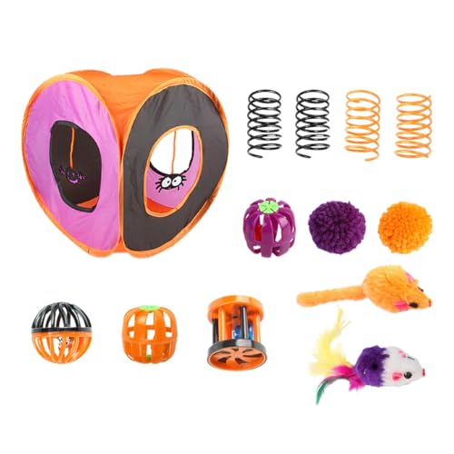 Katzenspielzeug für den Innenbereich, Kitten Starter Kit Bundle, Süßes Katzenspieltunnelspielzeug, Halloween-Katzen-Federstab, Ball, Frühlingsmäusespielzeug, faltbares quadratisches Kanal-Kätzchen- Katzenspielzeug für den Innenbereich, Kitten Starter Kit Bundle, Süßes Katzenspieltunnelspielzeug, Halloween-Katzen-Federstab, Ball, Frühlingsmäusespielzeug, faltbares quadratisches Kanal-Kätzchen- von Ynnhik