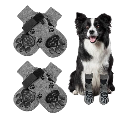 Ynnhik Anti-Rutsch-Socken für Hunde - Anti-Rutsch-Hundesocken, 2 Paar weiche Haustiersocken für Hunde, Warme Hundesocken gegen Kratzer, Verstellbarer Pfotenschutz, Hundepfotensocken Ynnhik Anti-Rutsch-Socken für Hunde - Anti-Rutsch-Hundesocken, 2 Paar weiche Haustiersocken für Hunde, Warme Hundesocken gegen Kratzer, Verstellbarer Pfotenschutz, Hundepfotensocken von Ynnhik
