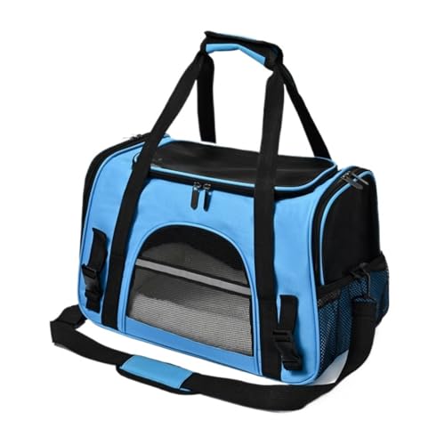 Tragetasche Für Haustiere, Verstellbarer Schultergurt Mit Bodenpolster, 44 * 26 * 29cm, Rosa, Grau Und Blau Erhältlich (Blue,One Size) von Yoedoa