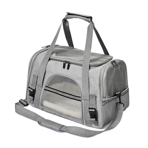 Tragetasche Für Haustiere, Verstellbarer Schultergurt Mit Bodenpolster, 44 * 26 * 29cm, Rosa, Grau Und Blau Erhältlich (Grey,One Size) von Yoedoa