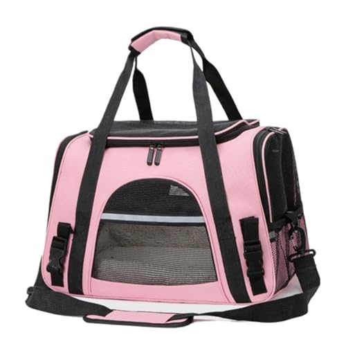 Tragetasche Für Haustiere, Verstellbarer Schultergurt Mit Bodenpolster, 44 * 26 * 29cm, Rosa, Grau Und Blau Erhältlich (Pink,One Size) von Yoedoa