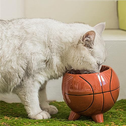 Erhöhter Katzennapf, erhöhter Futternapf und Wassernapf, rutschfest, geneigt, kein Verschütten (Basketball, 1 Stück) von Yogyro