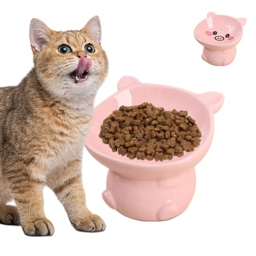 Erhöhte Katzennäpfe für Indoor-Katzen, 12,7 cm, Schweineform, Keramik, erhöht, Katzenfutternäpfe, 15° geneigt, Schnurrhaar-freundlich, Haustiernäpfe für Futter und Wasser, niedliches Futternapf-Set Erhöhte Katzennäpfe für Indoor-Katzen, 12,7 cm, Schweineform, Keramik, erhöht, Katzenfutternäpfe, 15° geneigt, Schnurrhaar-freundlich, Haustiernäpfe für Futter und Wasser, niedliches Futternapf-Set von Yoidesu