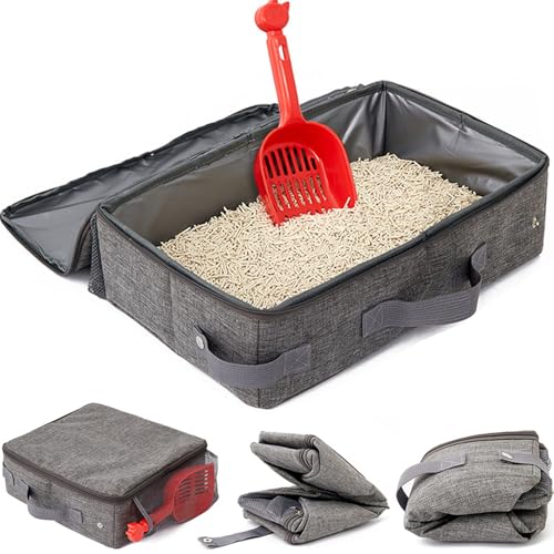 40 x 24 cm, Katzentoilette Faltbar Katzen, Faltbare Tragbare Katzentoilette, Mit Deckel, Katzen Katzenklo, Kann als Kätzchentoilette, Kätzchenbett, Grau von Yoihuqi