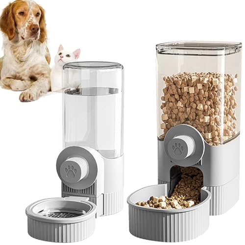 All-in-One Gravity Pet Feeder, Katzenfutter und Wasserspender Set 2 in 1, Hanging Automatic Food Water Dispenser, Cage Automatic Feeder Set, Automatischer Futterspender, für Kleine Haustiere (Grau) von Yoihuqi