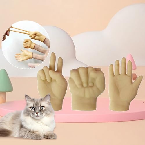 Yokawe Mini-Hände für Katzen, 6er-Pack Dehnbare TPR-Mini-Menschenhände für Katzen, winzige gefaltete Hände für Katzenpfoten, interaktives Katzenspielzeug Sortiert von Yokawe