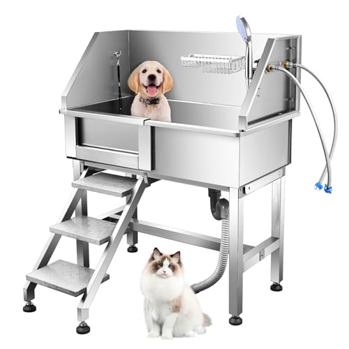 Yokrawpet 86,4 cm große Hundepflegewanne, Hundewaschstation für kleine Hunde, professionelle Edelstahl-Haustier-Badewanne, kommerzielle Hundewaschbecken mit begehbaren Stufen Yokrawpet 86,4 cm große Hundepflegewanne, Hundewaschstation für kleine Hunde, professionelle Edelstahl-Haustier-Badewanne, kommerzielle Hundewaschbecken mit begehbaren Stufen von Yokrawpet