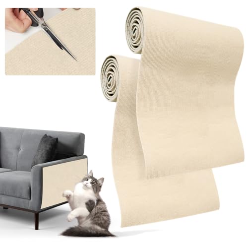 Yokuni 2 Stück Kratzmatte Selbstklebend 200cmx40cm, Katzen Kratzmatte, Kratzteppich Katze, Kratzmatte Katze DIY Trimmbarer, Kratzteppich Selbstklebend Wand Für SchüTzt Sofa von Yokuni