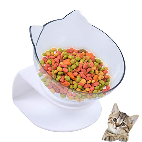 Katzennäpfe mit Ständer, Futternapf Katze Erhöht 15 ° Neigung Futternapf Nicht verschüttet und rutschfeste Fressnapf für Katze Welpe Hamster Kaninchen (transparent) von Yolancity