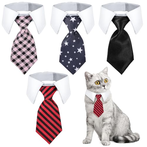 4 Stück verstellbare Krawatte für Hunde und Katzen, Smoking, Halsband für Hunde und Katzen, Halsumfang: 23,6 cm – 30,5 cm, formelle Fliege, Haustier-Katzen, Krawatte, Halsbänder für Welpen, Hochzeit, von Yolev