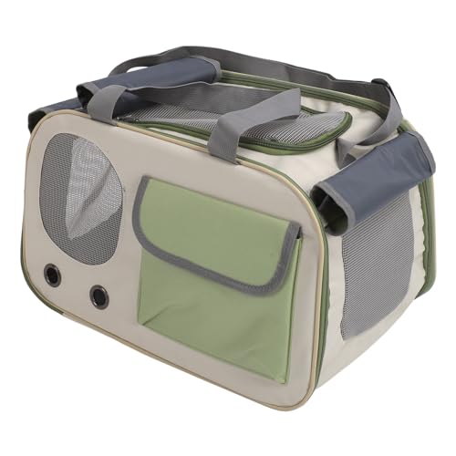 Haustier-Tragetasche mit atmungsaktivem Design – faltbare Reisetasche aus Oxford-Stoff für Katzen und kleine Hunde – grüne Farbe, mit verstellbarem Riemen und Stahldrahtrahmen, geeignet für Katzen und von YolieraArt